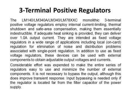 3-Terminal Positive Regulators