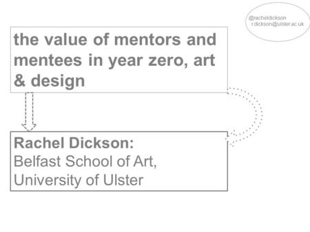 The value of mentors and mentees in year zero, art & design Rachel Dickson: Belfast School of Art, University of