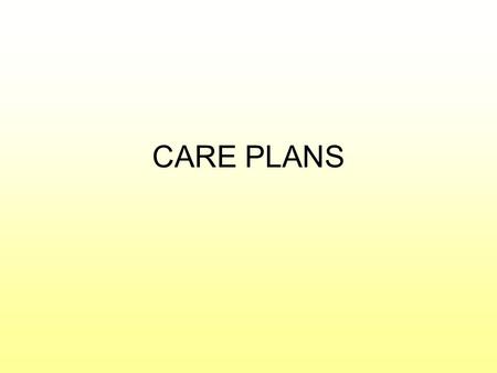 CARE PLANS. DEFINITION A nursing care plan outlines the nursing care to be provided to a patient.nursing care It is a set of actions the nurse will implement.