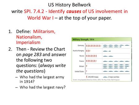 US History Bellwork write SPI. 7. 4