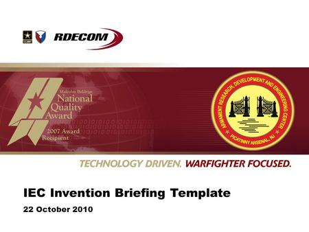 IEC Invention Briefing Template 22 October 2010. Summary of Invention Lead with a short summary of the invention before you get into the details of the.