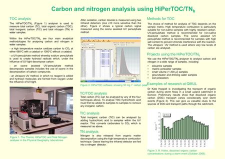 Carbon and nitrogen analysis using HiPerTOC/TN b Figure 1. The Thermo HiPerTOC and Total Nitrogen analyser in the Physical Geography laboratories The HiPerTOC/TN.