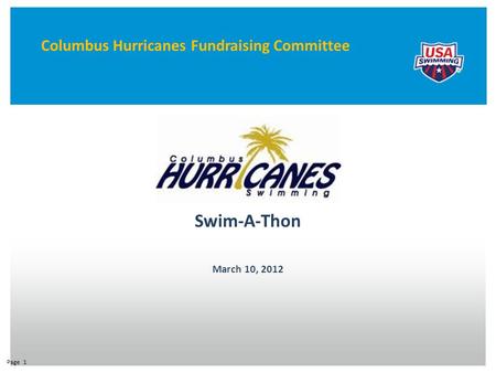 Swim-A-Thon March 10, 2012 Page 1 Columbus Hurricanes Fundraising Committee.