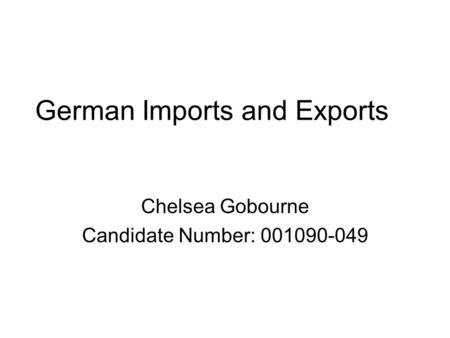 German Imports and Exports