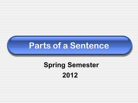 Parts of a Sentence Spring Semester 2012. A sentence is… A group of words with a subject and verb that expresses a complete thought. SUBJECT PREDICATE.