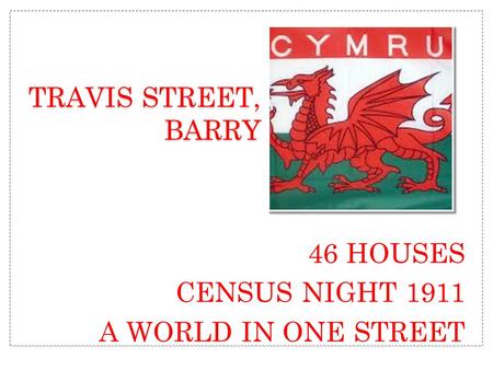 46 HOUSES CENSUS NIGHT 1911 A WORLD IN ONE STREET TRAVIS STREET, BARRY.