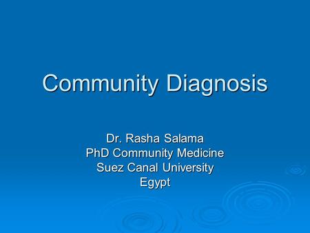Dr. Rasha Salama PhD Community Medicine Suez Canal University Egypt