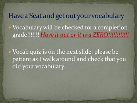 Have a Seat and get out your vocabulary