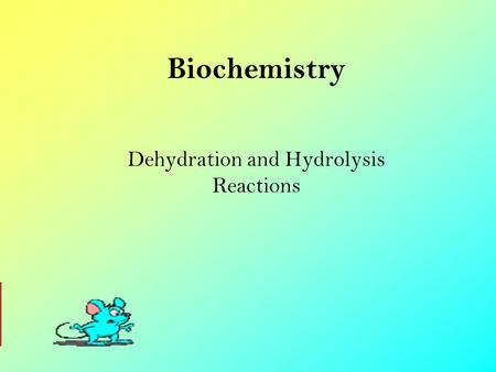 Biochemistry Dehydration and Hydrolysis Reactions.