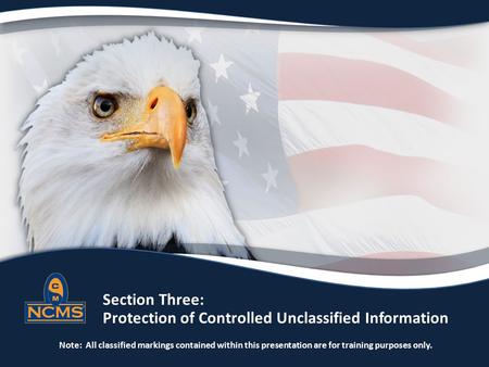 Section Three: 		Protection of Controlled Unclassified Information Note: All classified markings contained within this.