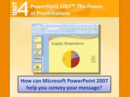 PowerPoint 2007 ©: The Power of Presentations How can Microsoft PowerPoint 2007 help you convey your message?