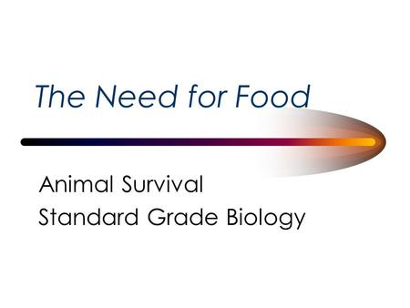 The Need for Food Animal Survival Standard Grade Biology.