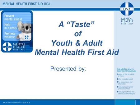A “Taste” of Youth & Adult Mental Health First Aid