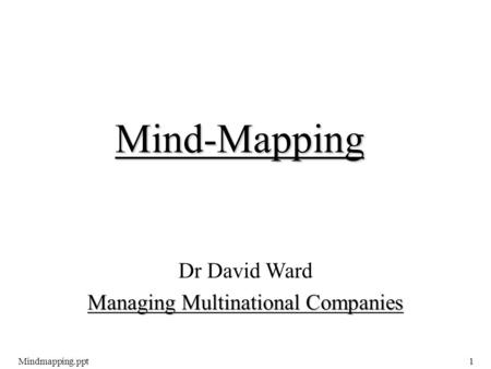 Mindmapping.ppt1 Dr David Ward Managing Multinational Companies Mind-Mapping.
