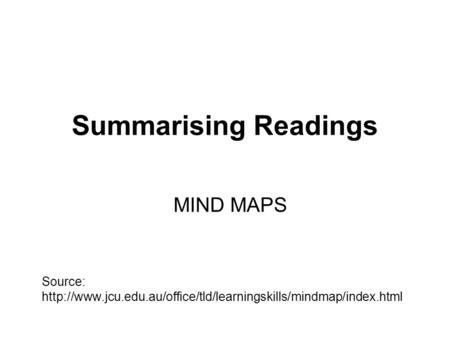 Summarising Readings MIND MAPS