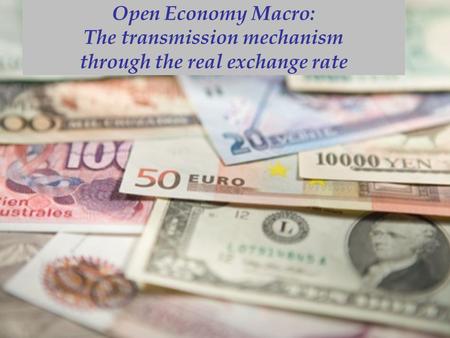 Open Economy Macro: The transmission mechanism through the real exchange rate.