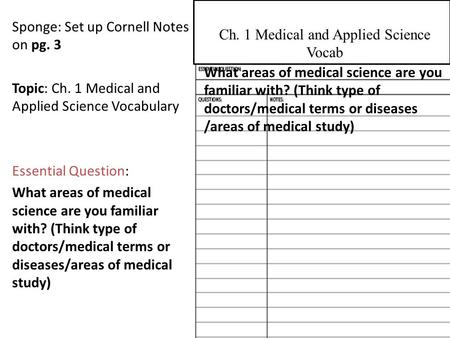 Ch. 1 Medical and Applied Science Vocab