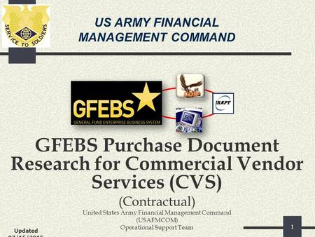 GFEBS Purchase Document Research for Commercial Vendor Services (CVS)