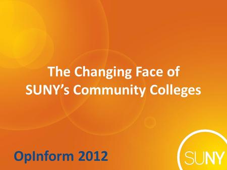 OpInform 2012 The Changing Face of SUNY’s Community Colleges.