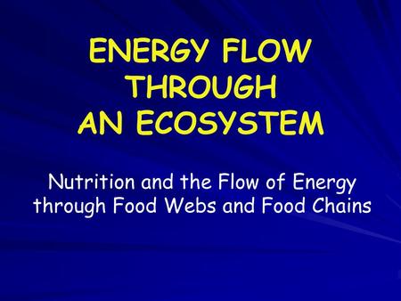 ENERGY FLOW THROUGH AN ECOSYSTEM