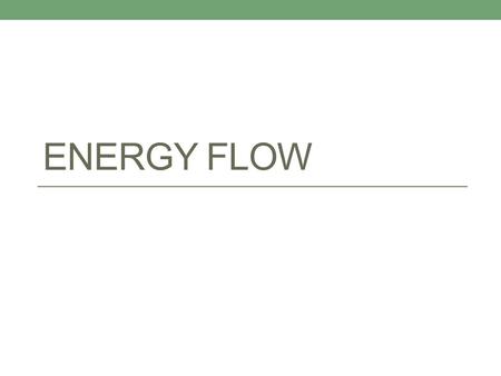ENERGY FLOW. All living things need energy to survive What is the source of that energy? The Sun!