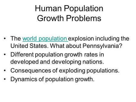 Human Population Growth Problems