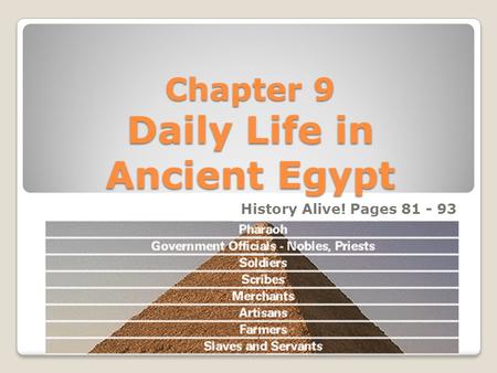 Chapter 9 Daily Life in Ancient Egypt