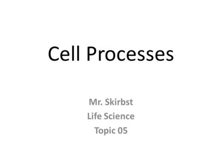 Cell Processes Mr. Skirbst Life Science Topic 05.
