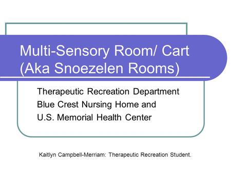 Multi-Sensory Room/ Cart (Aka Snoezelen Rooms)