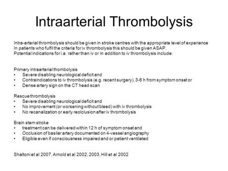 Intraarterial Thrombolysis