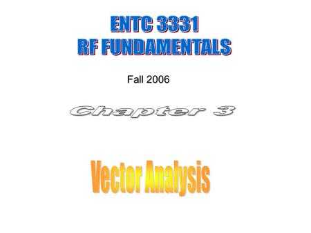 Fall 2006. Scalar Quantity (mass, speed, voltage, current and power) 1- Real number (one variable) 2- Complex number (two variables) Vector Algebra (velocity,