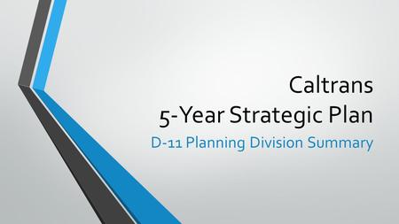 Caltrans 5-Year Strategic Plan D-11 Planning Division Summary.