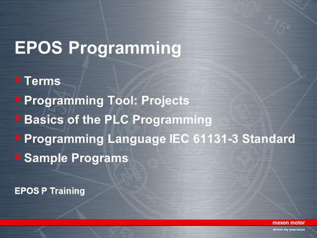 EPOS Programming Terms Programming Tool: Projects