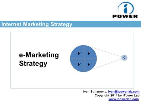 Internet Marketing Strategy e-Marketing Strategy Ivan Surjanovic, Copyright 2014 by iPower Lab