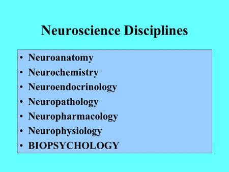 Neuroscience Disciplines
