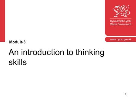 Corporate slide master With guidelines for corporate presentations An introduction to thinking skills Module 3 1.