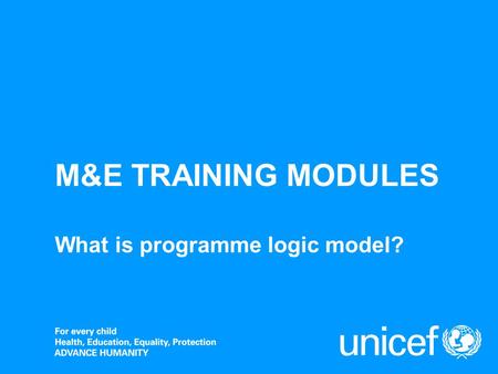 M&E TRAINING MODULES What is programme logic model?