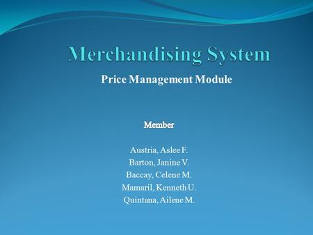 Price Management Module