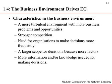 1.4: The Business Environment Drives EC