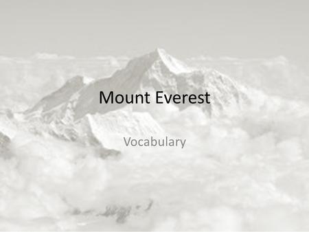 Mount Everest Vocabulary.