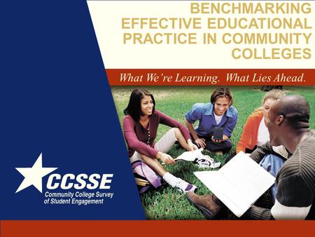 BENCHMARKING EFFECTIVE EDUCATIONAL PRACTICE IN COMMUNITY COLLEGES What We’re Learning. What Lies Ahead.