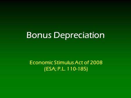 Bonus Depreciation Economic Stimulus Act of 2008 (ESA; P.L. 110-185)