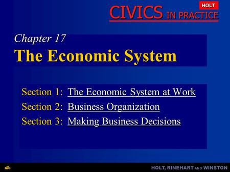 Chapter 17 The Economic System