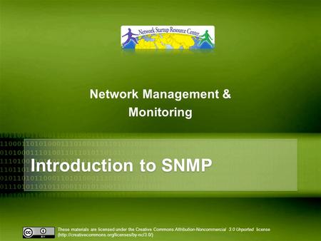 10/26/10 Network Management & Monitoring Introduction to SNMP.