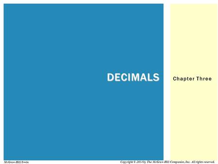 Decimals Chapter Three McGraw-Hill/Irwin