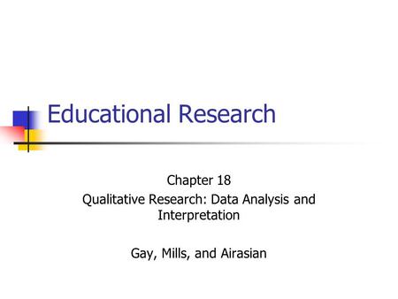 Qualitative Research: Data Analysis and Interpretation