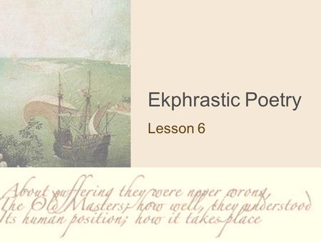 Ekphrastic Poetry Lesson 6.