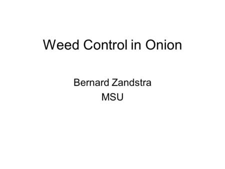 Weed Control in Onion Bernard Zandstra MSU. Review of 2006 1. Early season was dry; preemergence herbicides were not very effective 2. In general, postemergence.