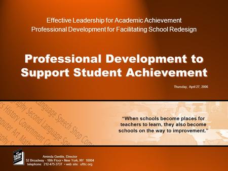 Professional Development to Support Student Achievement