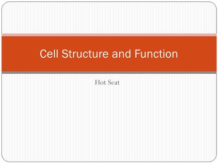 Hot Seat Cell Structure and Function. What are two differences between a prokaryotic cell and a eukaryotic cell? Eukaryotic cells have a nucleus and membrane.